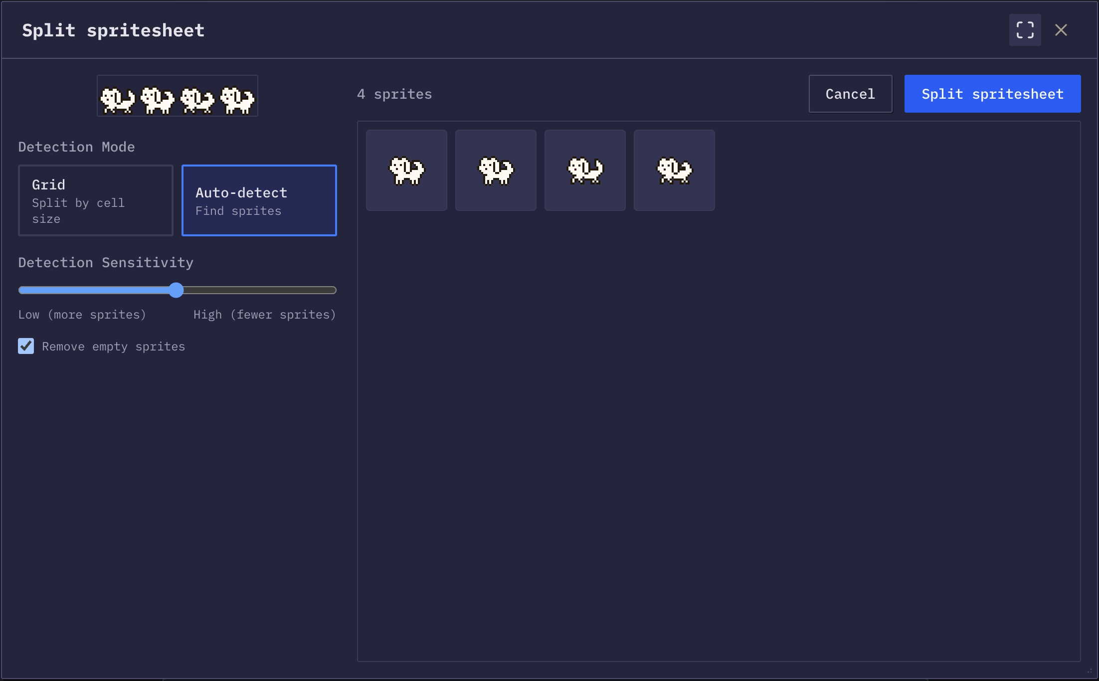 Multiple PNG files being combined into a single sprite sheet