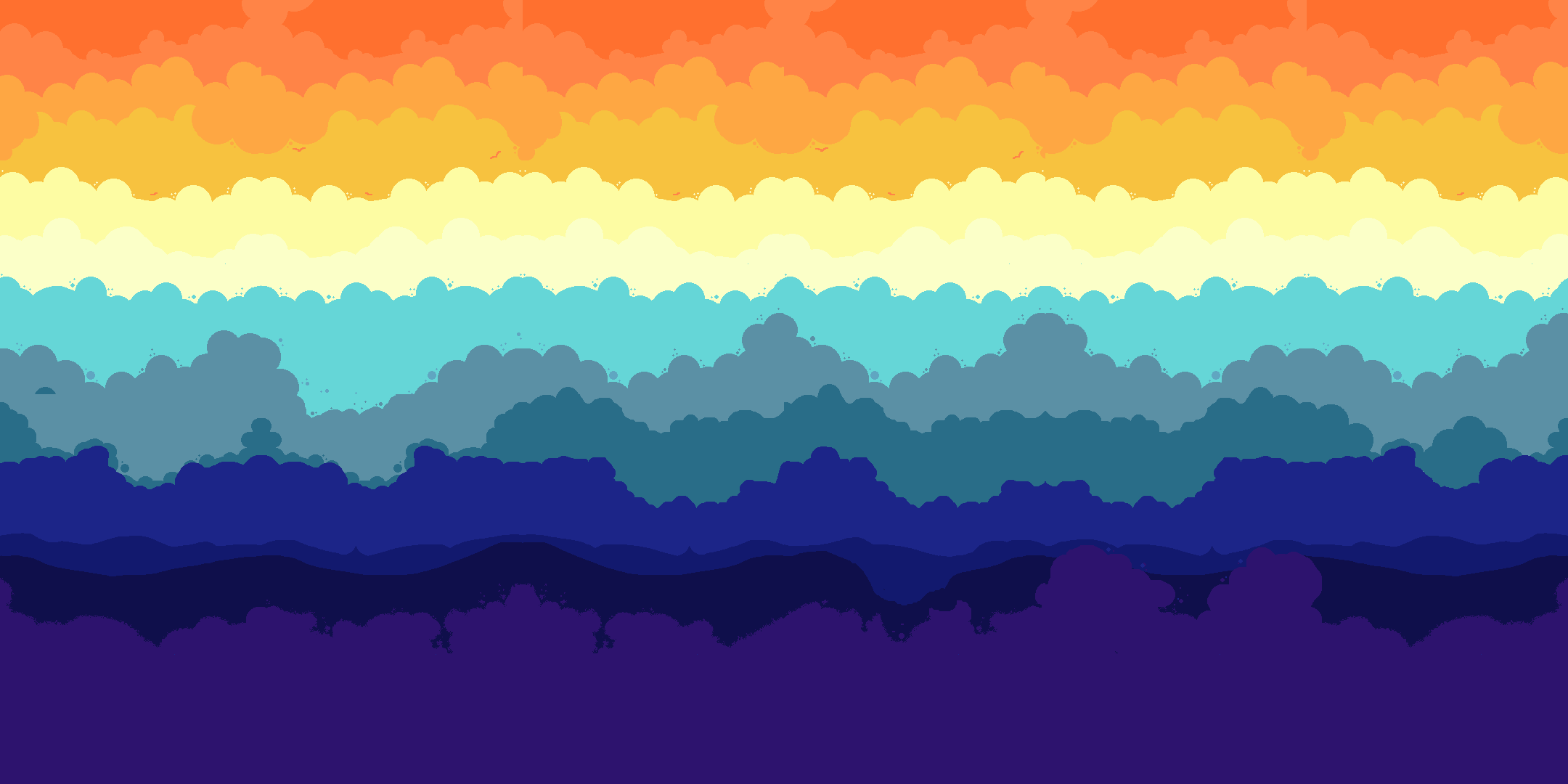 Pixel art landscape with directional light