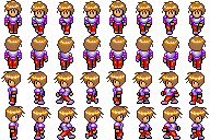 A sprite sheet laid out as a grid of frames